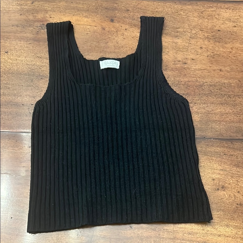 Brandy Melville Black Ribbed Fitted Tank Top
